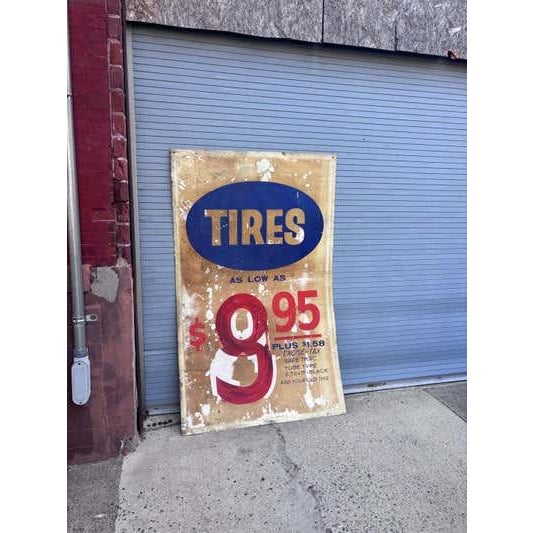 1950's or 60's Hand-Painted Tire Sign, 2 sided! For Sale In Philadelphia - Image 6 of 8