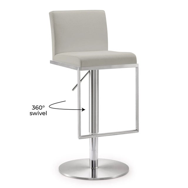 Metal Amalfi Light Grey Steel Adjustable Bar Stool For Sale - Image 7 of 10