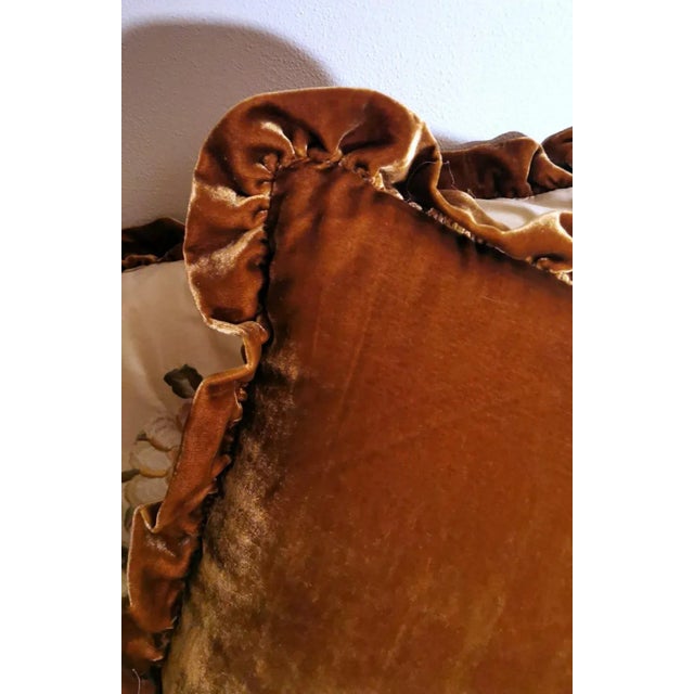 Vintage Silk & Velvet Italian Embroidered Pillows- a Pair For Sale - Image 10 of 11