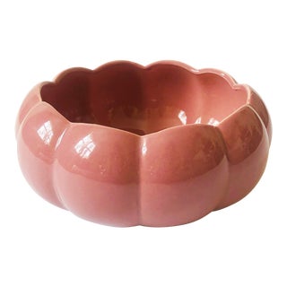 Vintage Scalloped Pink Planter Bowl For Sale