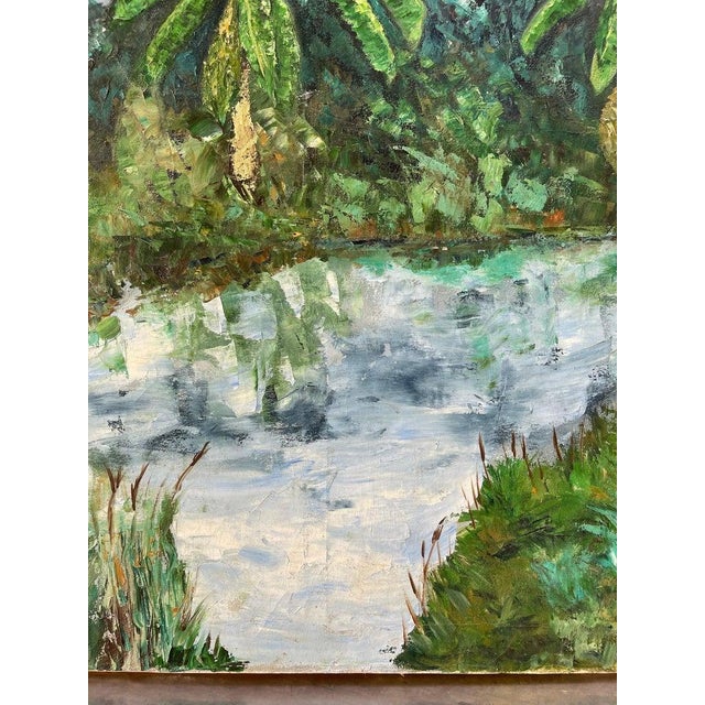 Green Large Tropical Painting of Palm Trees For Sale - Image 8 of 12
