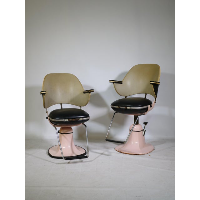 1960s Mid-Century Pastel-Colored Barber Chairs, 1960s, Set of 2 For Sale - Image 5 of 18