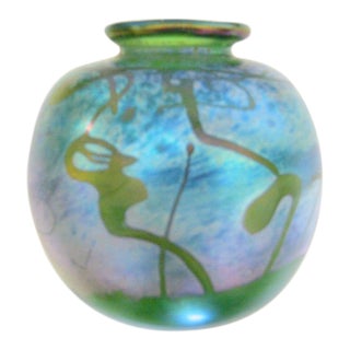 California Artist Loren Chapman Abstract Expressionist Signed Glass Vase For Sale