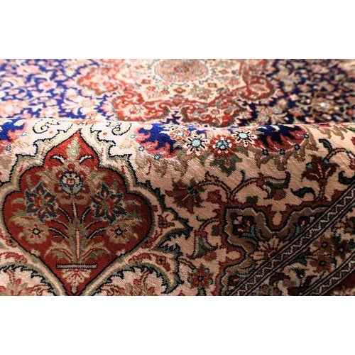 Middle Eastern Rug in Hand-Knotted Silk For Sale - Image 3 of 6