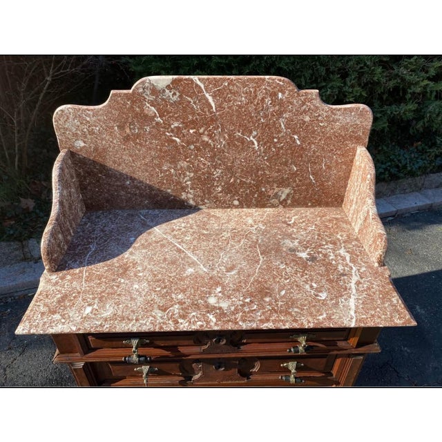 Victorian Antique Marble Wash Basin Cabinet For Sale - Image 3 of 9