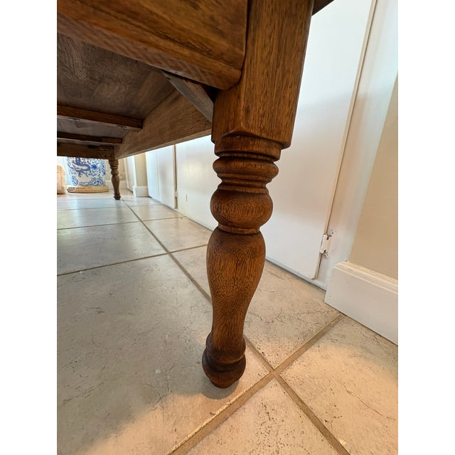 Vintage Solid Wood Xtra Long Coffee Table / Low Bench With Turned Legs in the Manner of Ralph Lauren For Sale In Miami - Image 6 of 18