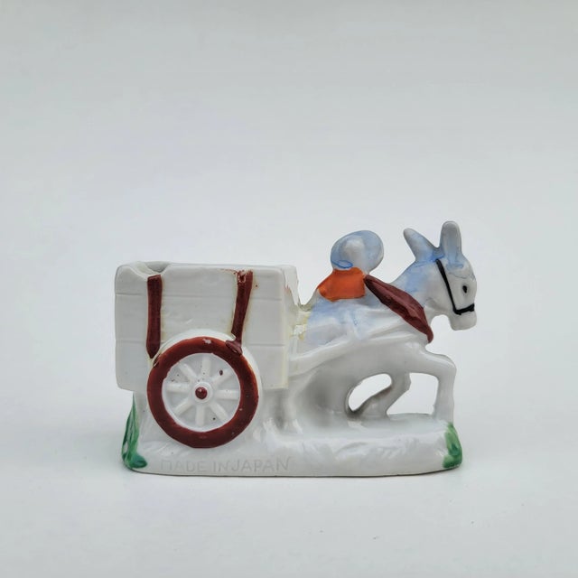 Mid 20th Century Japan Ashtray Figurine Girl With Donkey and Cart For Sale - Image 6 of 12
