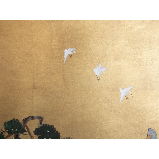 1960s Shōwa Era Japanese Byobu Screen "Autumn Festival Scene by the Bridge" For Sale - Image 13 of 17