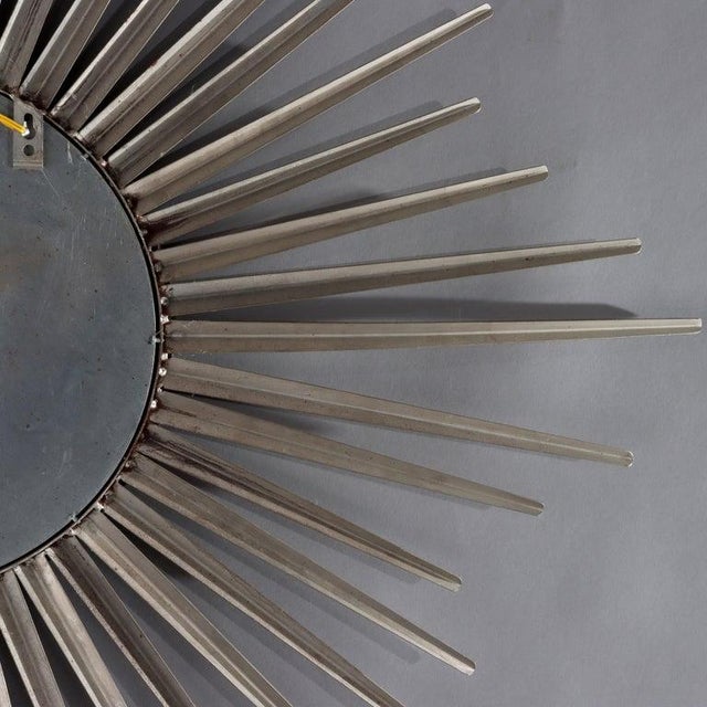 Vintage MCM Silver Gilt Metal Sunburst Mirror Unsigned C1970 For Sale - Image 9 of 9