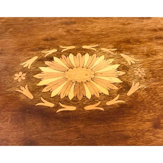 Gorgeous 1900’s Antique Serving Tray, English, Mahogany With Hand Painted Design at Center. 20”x13.5” Brass Handles For Sale - Image 4 of 12