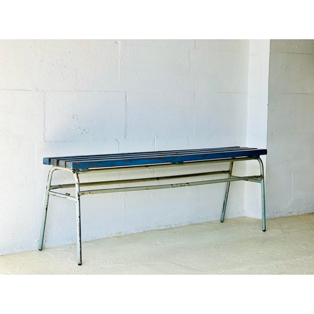 Blue Industrial Blue Bench, 1960s For Sale - Image 8 of 18