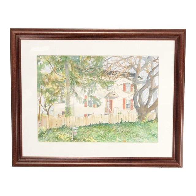 Sandy Busch 'Skrobul House' Watercolor Print, Custom Framed For Sale