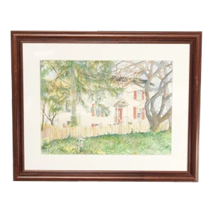 Sandy Busch 'Skrobul House' Watercolor Print, Custom Framed