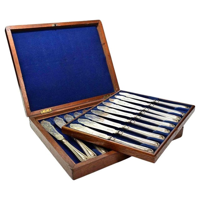 Antique Silver Plate Knife Set from John Gough, Birmingham, 1870s, Set of 61 For Sale - Image 6 of 6