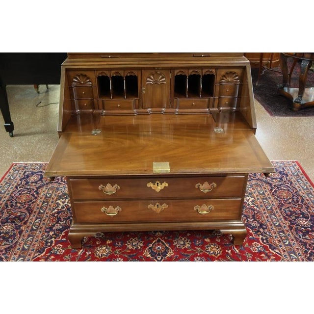 Wood 1980s Kittinger Historic Newport Mahogany Chippendale Style Secretary Desk For Sale - Image 7 of 17