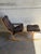 Iconic vintage Siesta lounge chair and ottoman designed in style of Ingmar Relling for Westnofa, Norway. This celebrated...