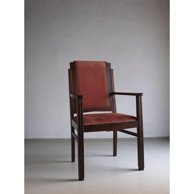 Amsterdam School Oak Armchairs, Netherlands, 1920s, Set of 2 For Sale - Image 8 of 12