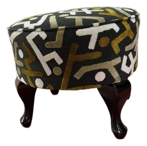 1920s Hungarian Art Deco Foot Stool in Pierre Frey Upholstery