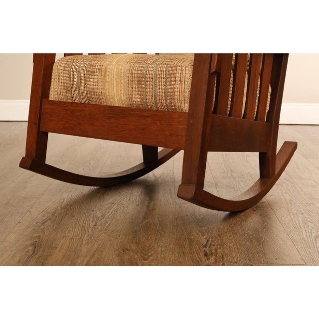 Antique Lifetime Arts And Crafts Oak Rocking Chair For Sale - Image 11 of 18