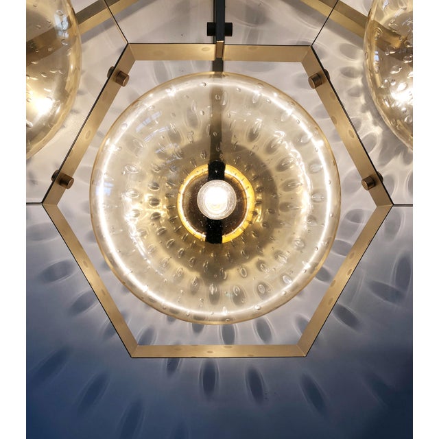 21st Century Hive Satin Brass Amber Bubbles Murano Flush Mount by Fabio LTD For Sale - Image 9 of 9