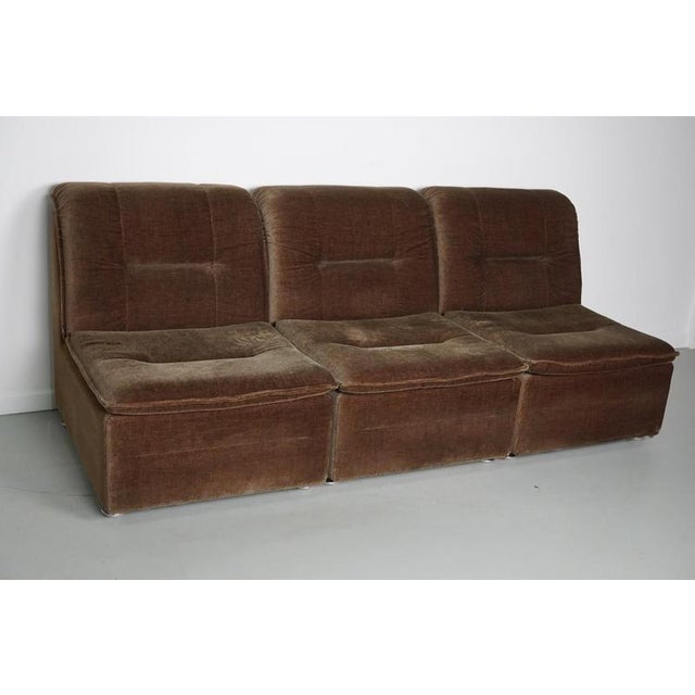 Vintage Brown and Green Velvet Modular Sofa, Set of 3 For Sale - Image 14 of 16