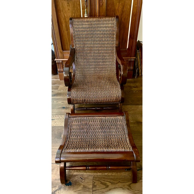 Plantation Mahogany Chair With Matching Ottoman For Sale In Baton Rouge - Image 6 of 6