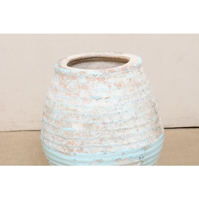 Baby Blue 19th Century Spanish Rustic Blue Glazed Clay Jar For Sale - Image 8 of 10