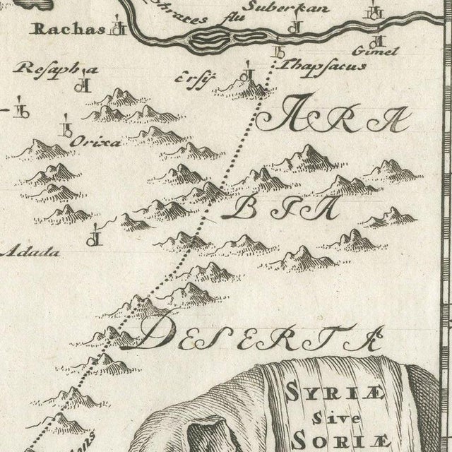 Gold Antique Map of Ancient Syria with Elephant Cartouche by Cluver, 1697 For Sale - Image 8 of 12