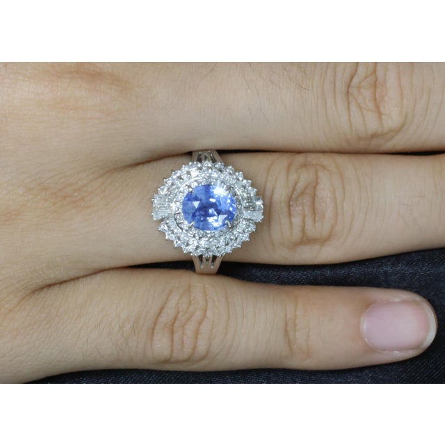Late 20th Century Rare 2.09ct Gia Ceylon No Heat Sapphire & 0.69ct Diamond Platinum Ring Size 5.25 For Sale - Image 17 of 17