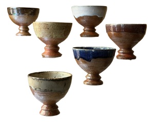 Vintage Hand-Crafted Studio Ceramic Chawan Bowls, 1980s, Set of 6