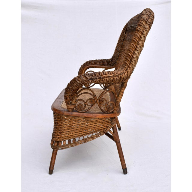 Antique Wicker Loveseat by Larkin & Co., Arts and Crafts Style, Usa For Sale - Image 10 of 13