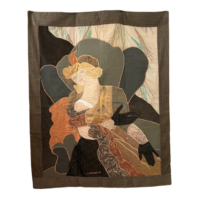 1977 Cubist Quilted Tapestry Titled “The Heiress” by Lippens For Sale