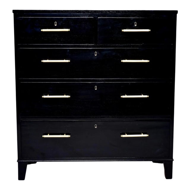 English Ebonised Chest of Drawers With Brass Hardware For Sale