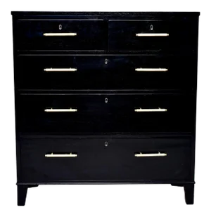English Ebonised Chest of Drawers With Brass Hardware