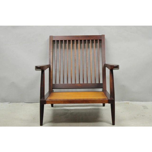 George Nakashima Vintage George Nakashima Spindle Back Black Walnut "Cushion" Lounge Arm Chair For Sale - Image 4 of 18