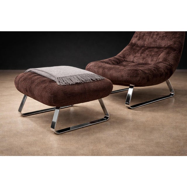 Mp-163 “Earth” Lounge Chair With Ottoman in Tufted Velvet Upholstery, Percival Lafer, 1976 For Sale In New York - Image 6 of 15