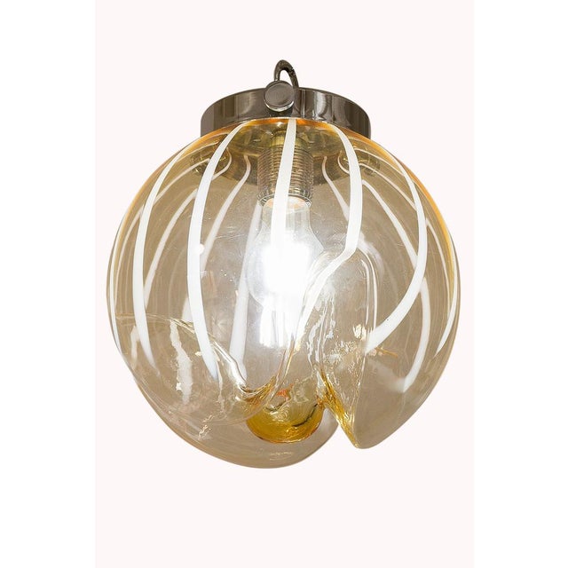 Pendant Light With Murano Blown Glass Globe, Italy For Sale - Image 4 of 11