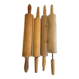 Set of 4 Vintage Wooden Rolling Pins Farmhouse Kitchen Decor For Sale