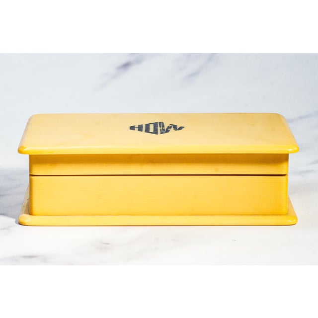 Lovely Antique Art Deco Celluloid Jewelry Keepsake Dresser Box For Sale - Image 4 of 11