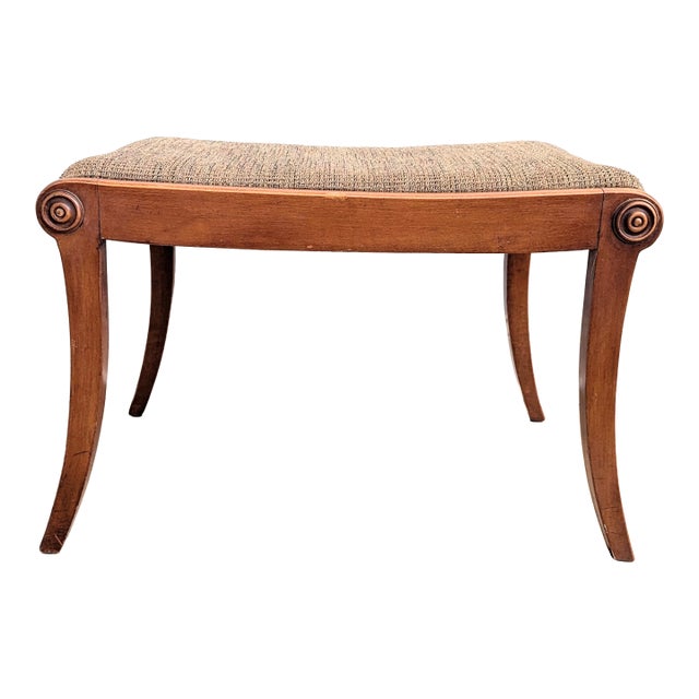 Vintage Mid Century Saber Legged Bench Ottoman Cherry Styled After Gibbings For Sale