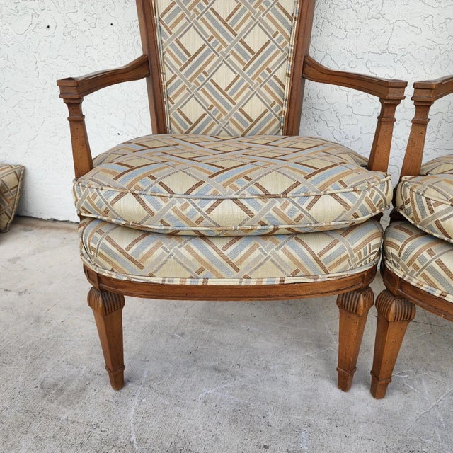 French Louis XVI High Back Accent Dining Chairs Pair For Sale - Image 17 of 18