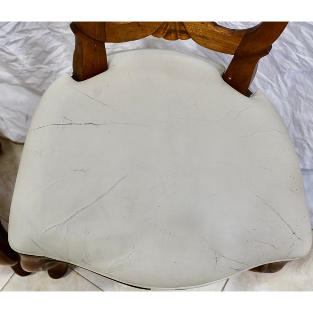 Late 20th Century Vintage Hand Carved Italian Walnut Chairs With Leather Seats For Sale - Image 5 of 6