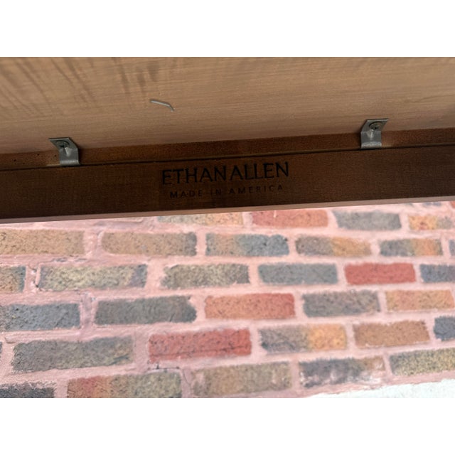 Brown Vintage Ethan Allen Console on Casters With Bamboo Shaped Legs For Sale - Image 8 of 8