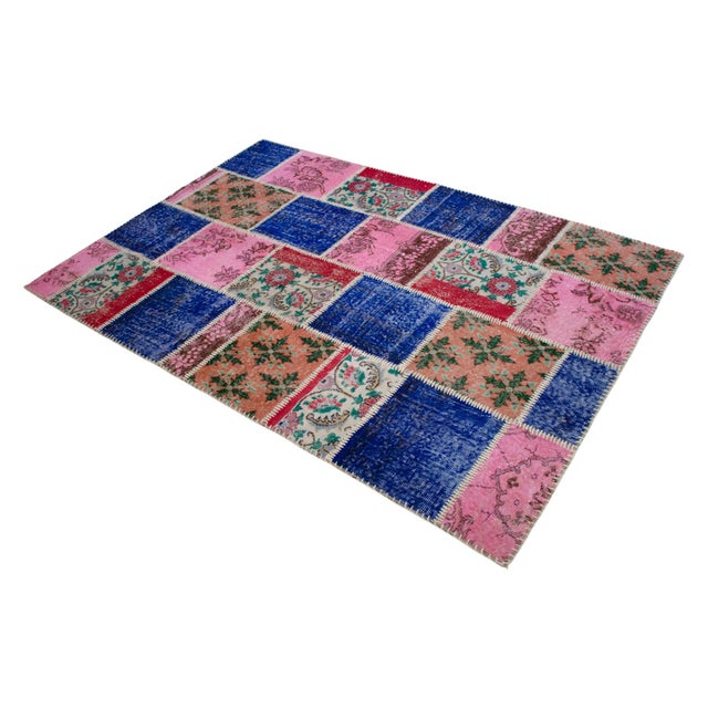 Vibrant Pink & Red Turkish Rug Hand Knotted Handstitched Art - 5'7"x7'10" For Sale - Image 6 of 17