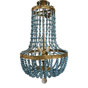 1980s Blue Empire Shape Chandelier With Brass Details