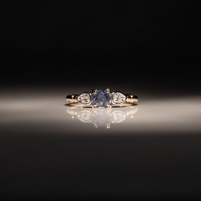 2020s Alexandrite Ring With Earth-Mined Diamond Accents in Solid 14k Gold, Round 4mm, Size 6.75 For Sale - Image 5 of 12