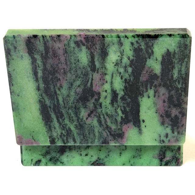Italian Green & Plum Specimen Marble Box, Alabaster Interior, Florence, 1970s For Sale - Image 9 of 15
