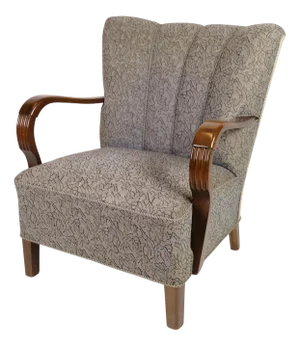 Set of Lounge Chairs in Dark Wood with Floral Upholstery, 1960s