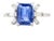 1.5 Ctw Emerald Cut Blue Sapphire Diamonds Wedding Ring Size 6.5 For Sale
