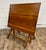 This is a stunning vintage, possibly antique, oak and birch adjustable drafting table or desk with cast iron slides,...